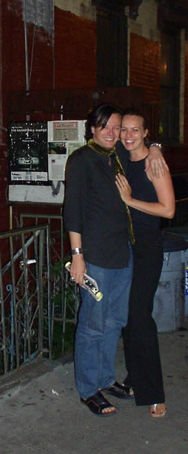 Pascal and Caroline Ulli  outside St. Mark's Theater -- click to enlarge
